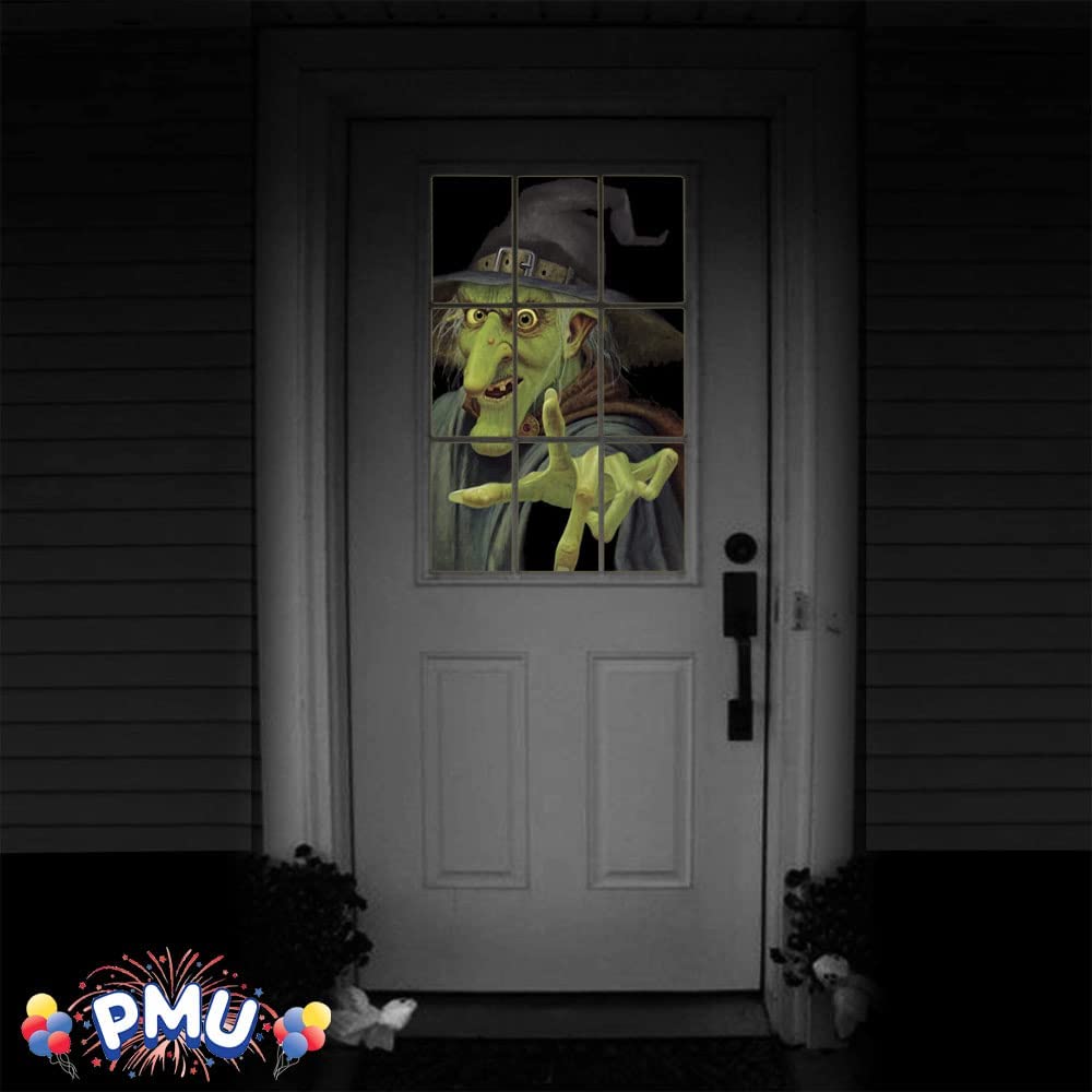 PMU Halloween Window Poster  - Perfect Halloween Painting Posters for Room & Wall Art - Scary Party Theme Supplies - Backlit Poster