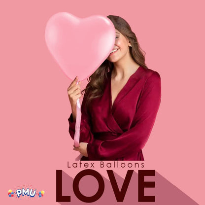 PMU Heart Shaped Balloons 15 Inch PartyTex Premium Latex Valentines Day, Weddings, Birthdays, Anniversaries, Engagements
