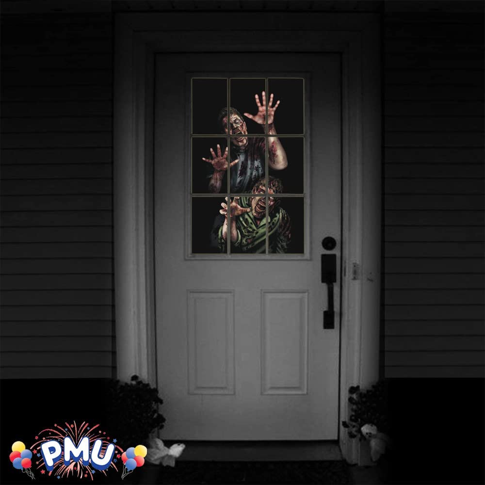 PMU Halloween Window Poster  - Perfect Halloween Painting Posters for Room & Wall Art - Scary Party Theme Supplies - Backlit Poster