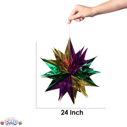 PMU Mardi Gras Starburst Tinsel 24 Inches Hanging Decoration