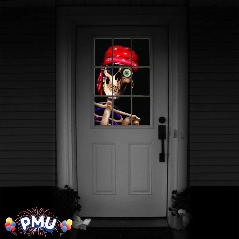 PMU Halloween Window Poster  - Perfect Halloween Painting Posters for Room & Wall Art - Scary Party Theme Supplies - Backlit Poster