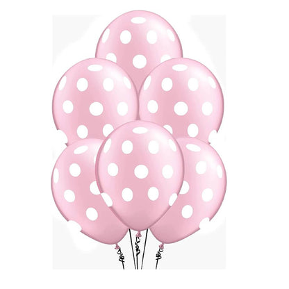 PMU Polka Dot Balloons PartyTex 11 Inch with All-Over Print White Dots