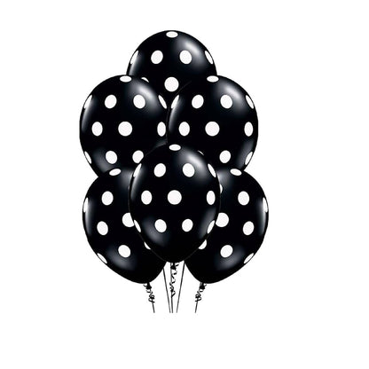 PMU Polka Dot Balloons PartyTex 11 Inch with All-Over Print White Dots