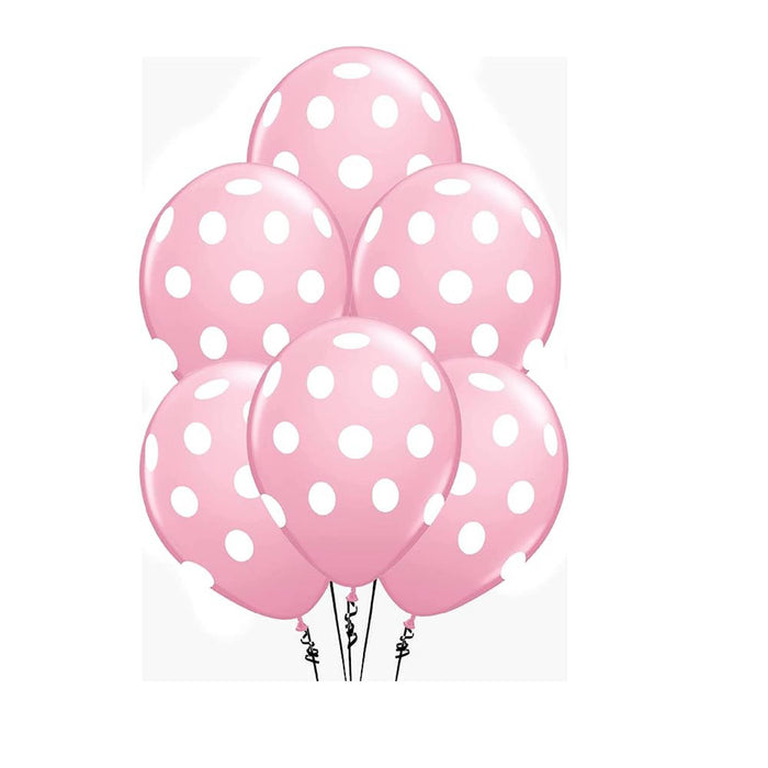 PMU Polka Dot Balloons PartyTex 11 Inch with All-Over Print White Dots