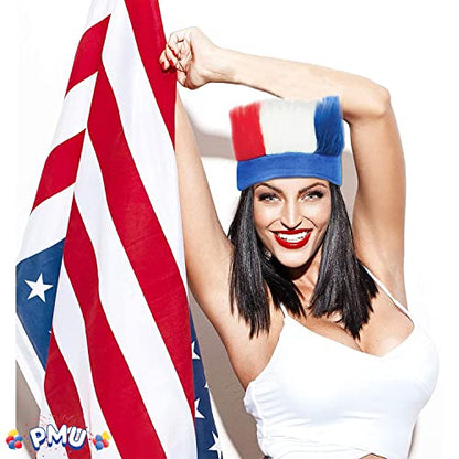 PMU Patriotic Hairy Headband (Red, White, Blue) Party Accessory