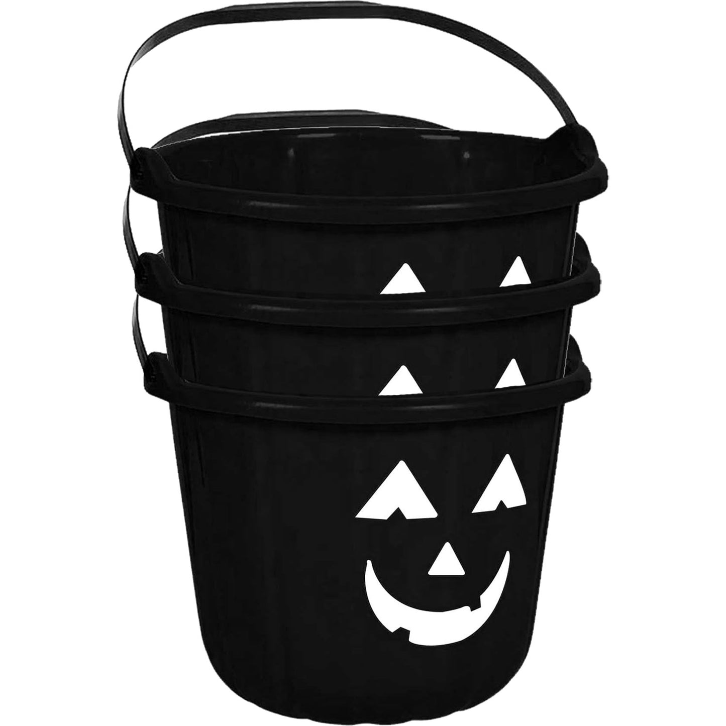 PMU Halloween Jack-O-Lantern Trick or Treat Pail Bucket - Candy Gift Basket for Kids - Pumpkin Plastic Buckets with Handle - Perfect Halloween Décor - 9 Inch