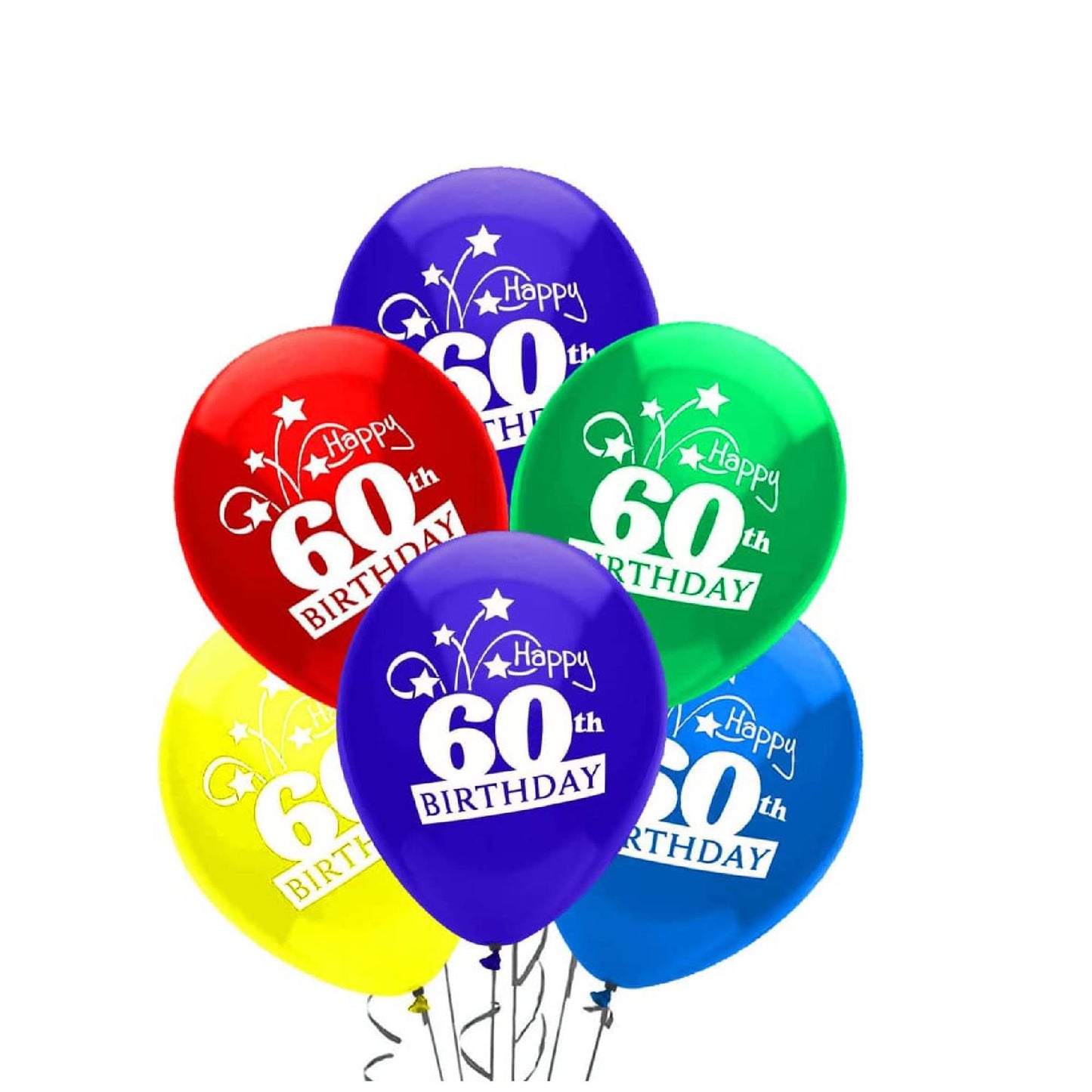 PMU Birthday Balloons 12 Inch Happy Birthday Shooting Stars Assorted Latex.