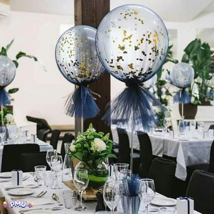 PMU Balloon Maxi Sticks II 20 Inch Clear with Clear Maxi Cups II Premium Latex/Mylar Balloon Holder for Air-Filled Balloons