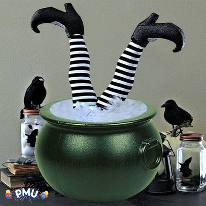 PMU Halloween Cauldron - Cauldron Plastic Pot & Bucket - Halloween Party Favors & Supplies - Perfect Kitchen & Home Décor - Candy Holder for Kids, 16 inch Witches Green