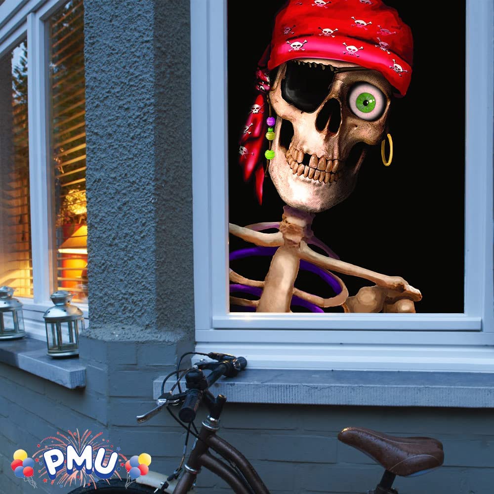 PMU Halloween Window Poster  - Perfect Halloween Painting Posters for Room & Wall Art - Scary Party Theme Supplies - Backlit Poster