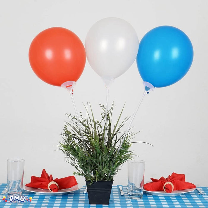 PMU Balloon Maxi Sticks II 20 Inch Clear with Clear Maxi Cups II Premium Latex/Mylar Balloon Holder for Air-Filled Balloons