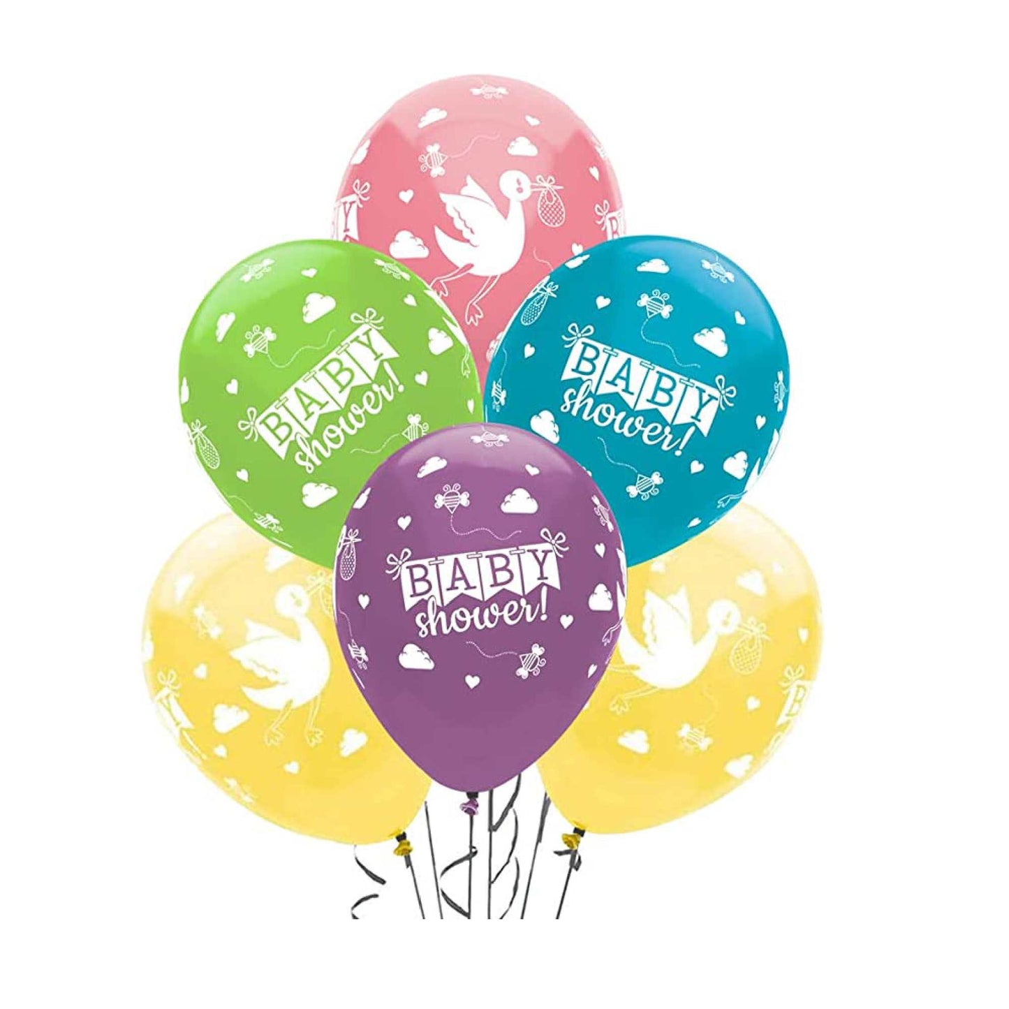 PMU 11 Inch Baby Shower Latex Balloons Multicolor
