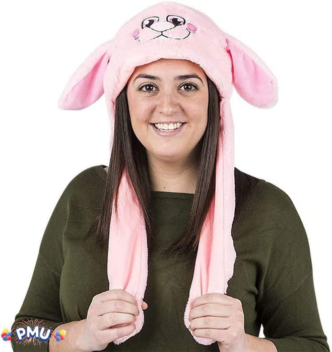 PMU Popping Ear Plush Bunny Hat 19.5 Inch Assorted Colors Fun Easter Costume Accessory for Kids