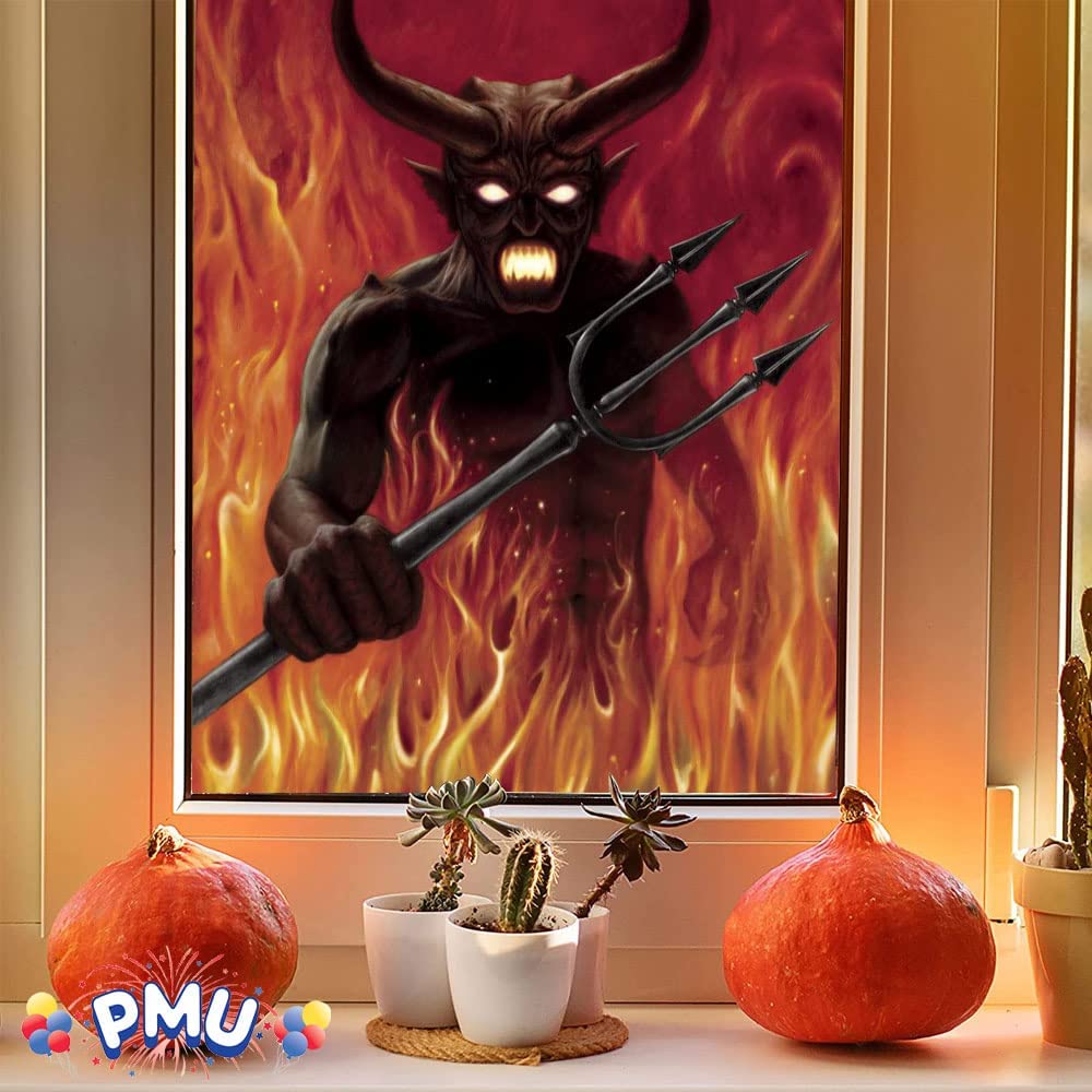 PMU Halloween Window Poster  - Perfect Halloween Painting Posters for Room & Wall Art - Scary Party Theme Supplies - Backlit Poster