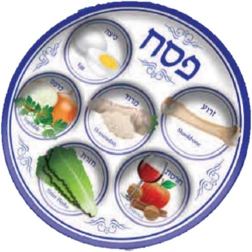 PMU Passover Seder Plastic Dinner Plate, Pesach Tableware