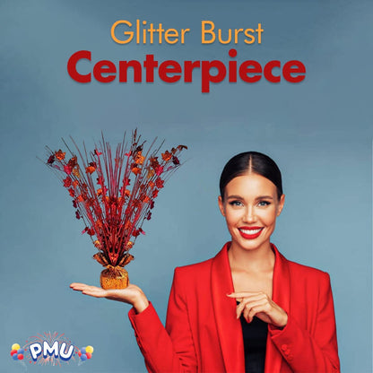 PMU Thanksgiving Glitter Burst Centerpiece - Beautiful Table Centerpieces for Home & School Fall Theme Parties, Thanksgiving Parties, Rich Party Supplies - Perfect Party Décor - 15 Inch Glitter