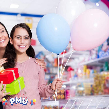 PMU Balloon Maxi Sticks 24 Inch White with Clear Maxi Cups Premium Latex/Mylar Balloon Holder for Air-Filled Balloons