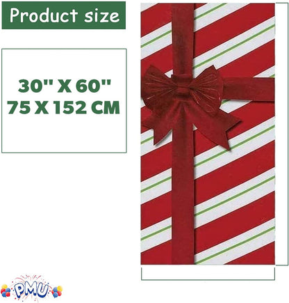 PMU Christmas Light Up Door Cover 30 Inch x 60 Inch and Flashlight Projector for Kids