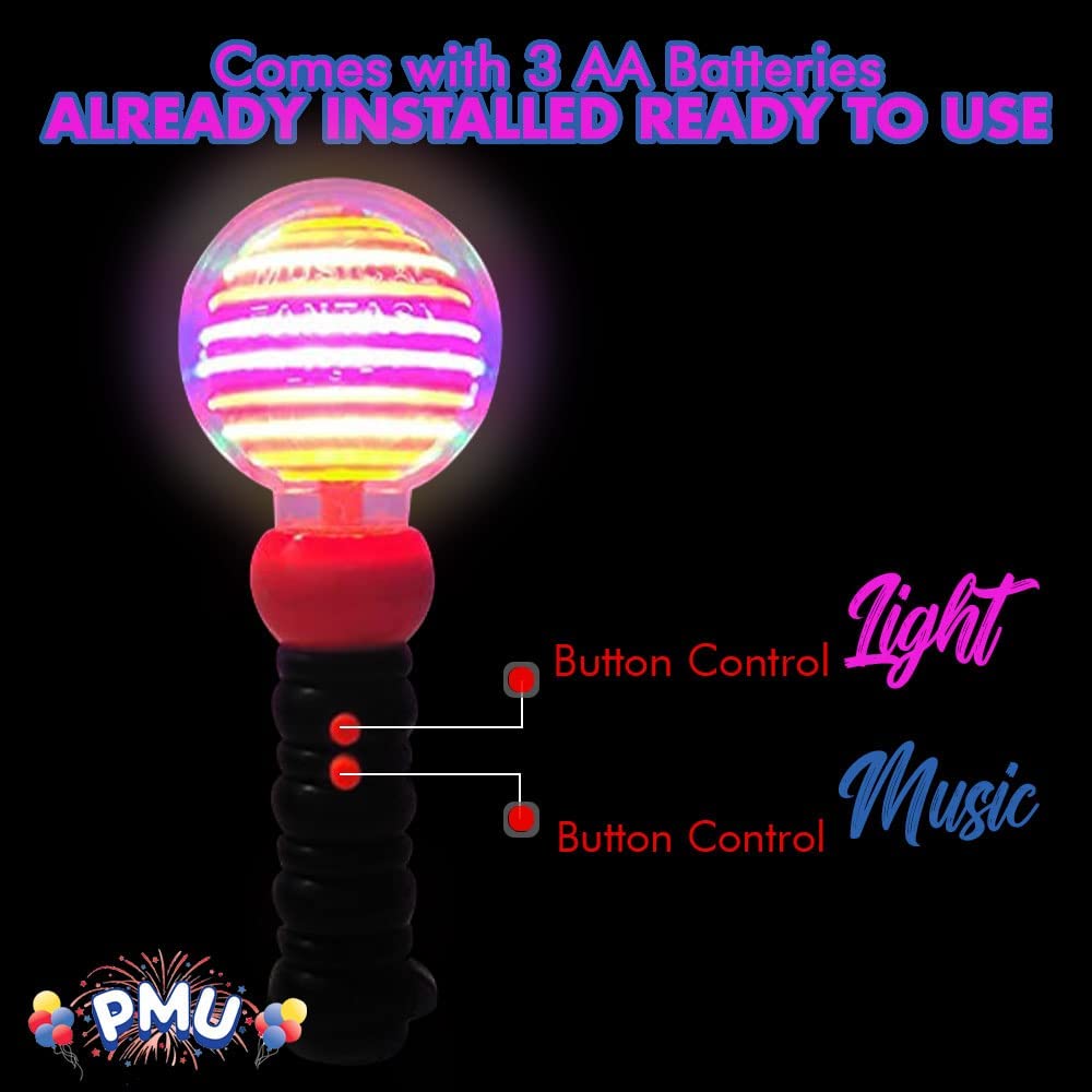 PMU Halloween Light-Up Musical Spinning Pumpkin Wand - LED Illuminated Prop for Kids Trick-or-Treating - Fun Gift for Birthday Party Favor & Classroom Prizes, 9 inch