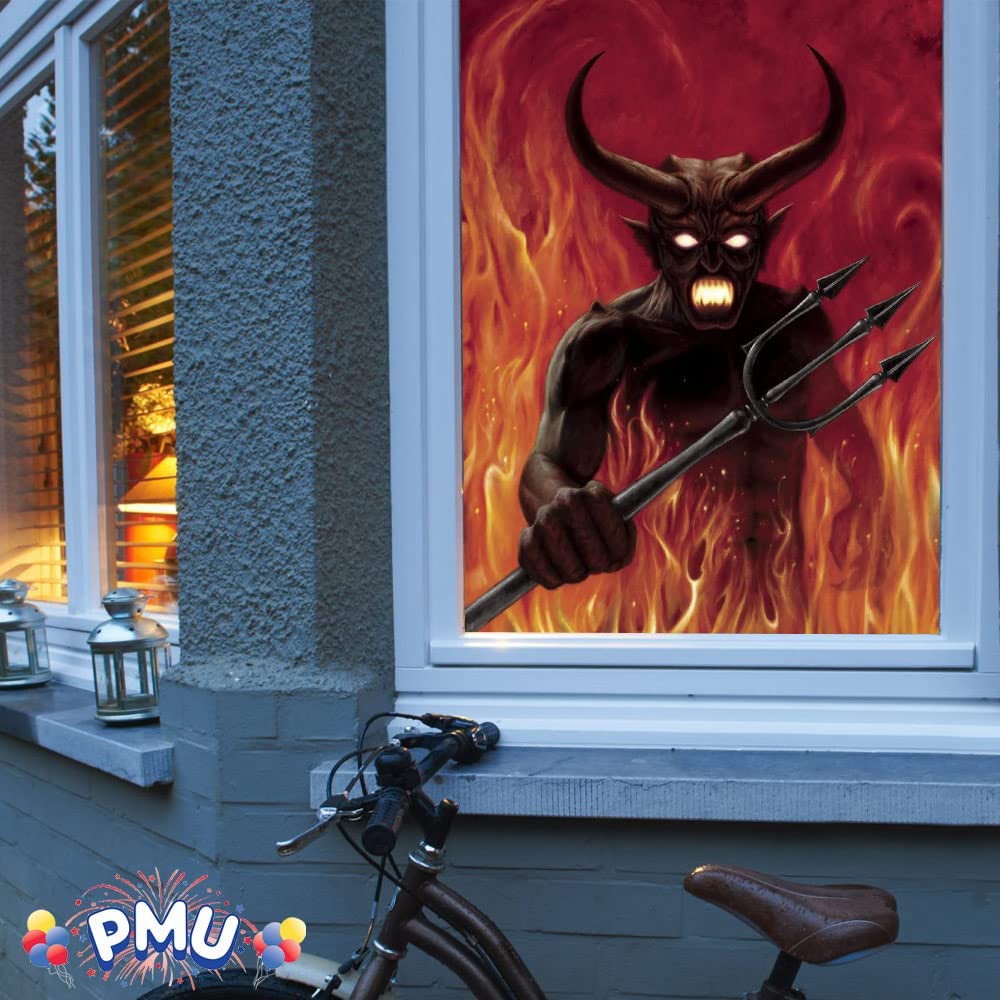 PMU Halloween Window Poster  - Perfect Halloween Painting Posters for Room & Wall Art - Scary Party Theme Supplies - Backlit Poster