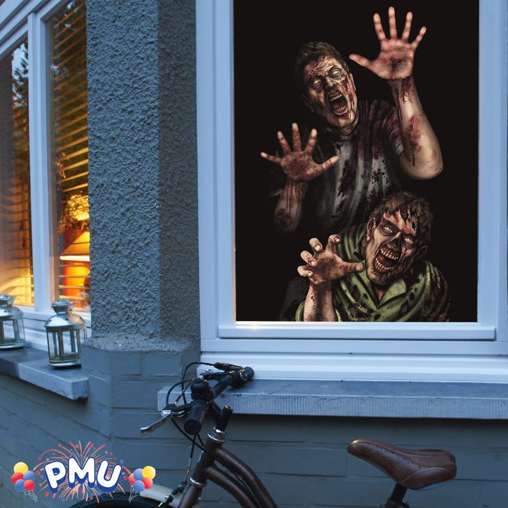 PMU Halloween Window Poster  - Perfect Halloween Painting Posters for Room & Wall Art - Scary Party Theme Supplies - Backlit Poster