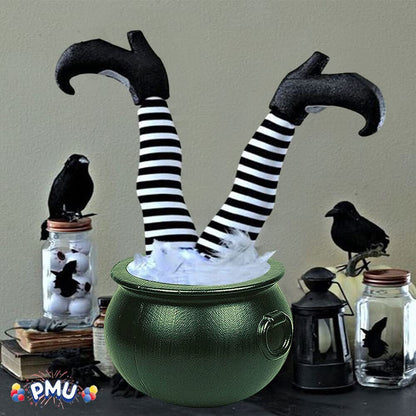 PMU Halloween 12 inch Cauldron Plastic Pot & Bucket - Halloween Party Favors- Candy Holder for Kids, Witches Green