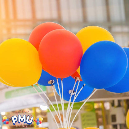 PMU Balloon Maxi Sticks 24 Inch White with Clear Maxi Cups Premium Latex/Mylar Balloon Holder for Air-Filled Balloons
