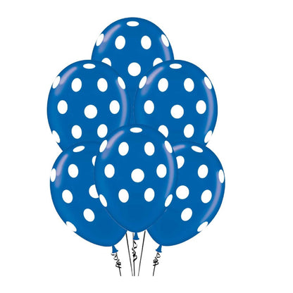 PMU Polka Dot Balloons PartyTex 11 Inch with All-Over Print White Dots