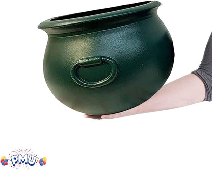 PMU Halloween Cauldron - Cauldron Plastic Pot & Bucket - Halloween Party Favors & Supplies - Perfect Kitchen & Home Décor - Candy Holder for Kids, 16 inch Witches Green