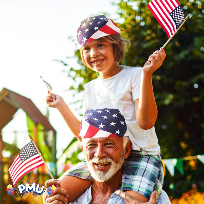 PMU Patriotic American Flag Bandana Printed Stars and Stripes Poly-Cotton Headband 21 Inch x 21 Inch