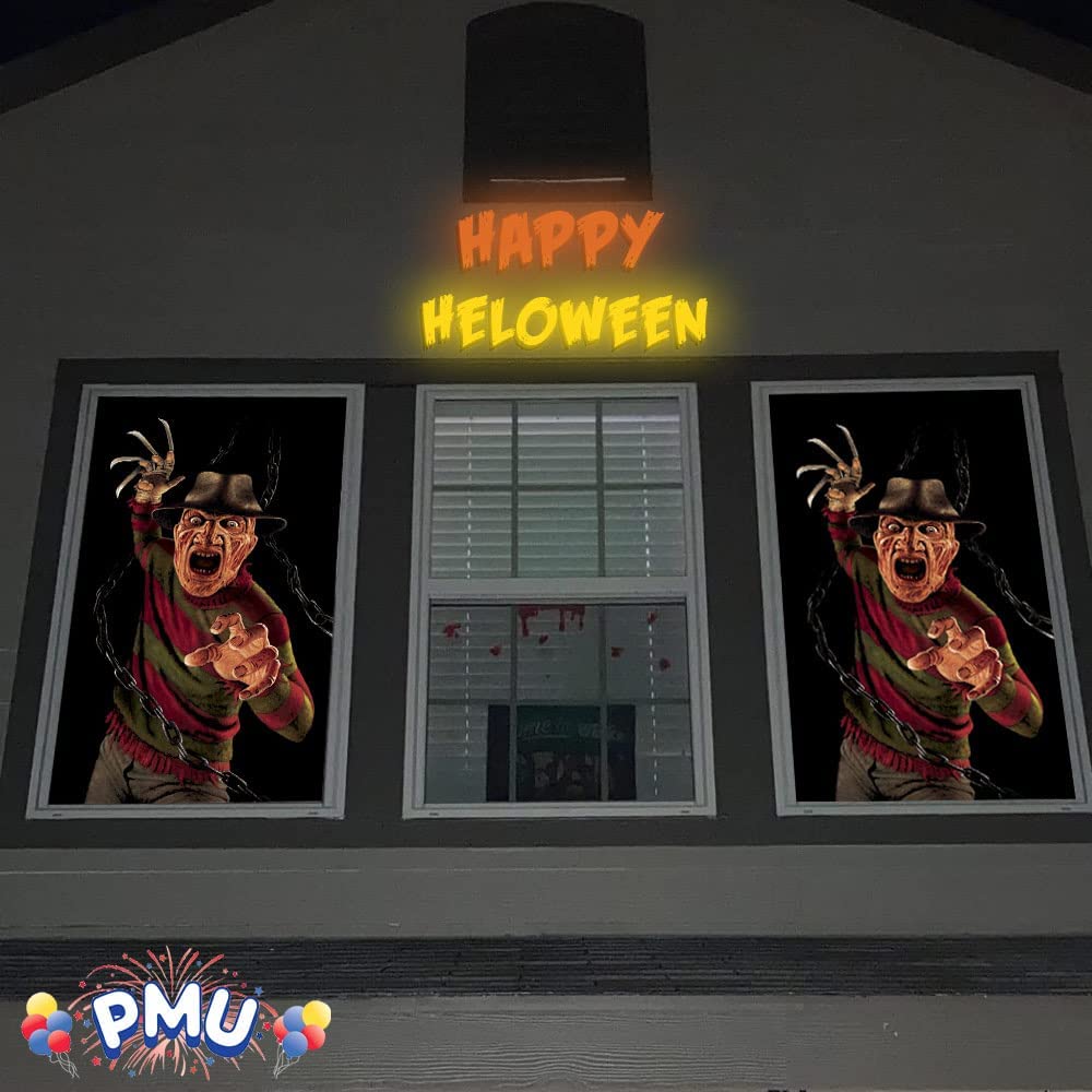 PMU Halloween Window Poster  - Perfect Halloween Painting Posters for Room & Wall Art - Scary Party Theme Supplies - Backlit Poster