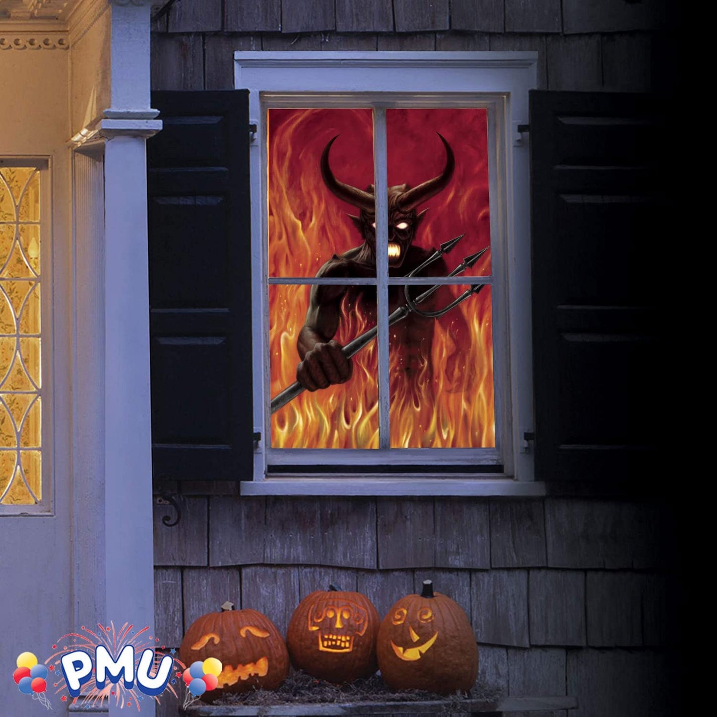 PMU Halloween Window Poster  - Perfect Halloween Painting Posters for Room & Wall Art - Scary Party Theme Supplies - Backlit Poster