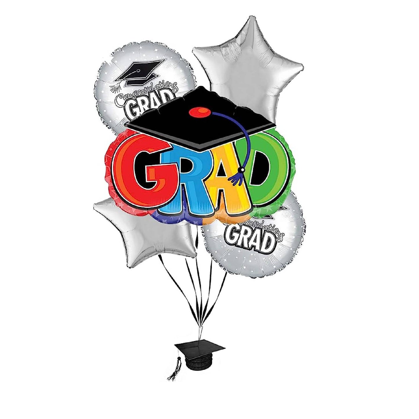 PMU Graduation Congrats Grad Cap Balloon Bouquet (5/Pkg)