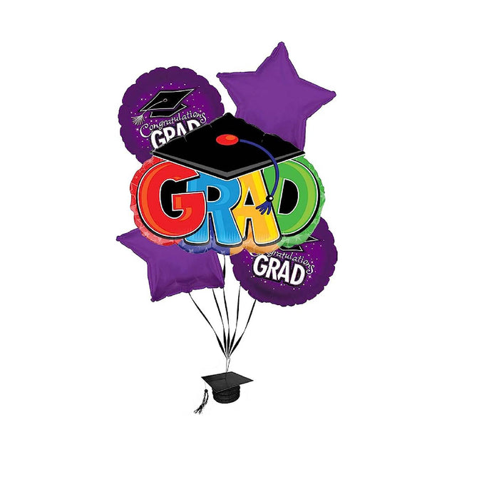 PMU Graduation Congrats Grad Cap Balloon Bouquet (5/Pkg)