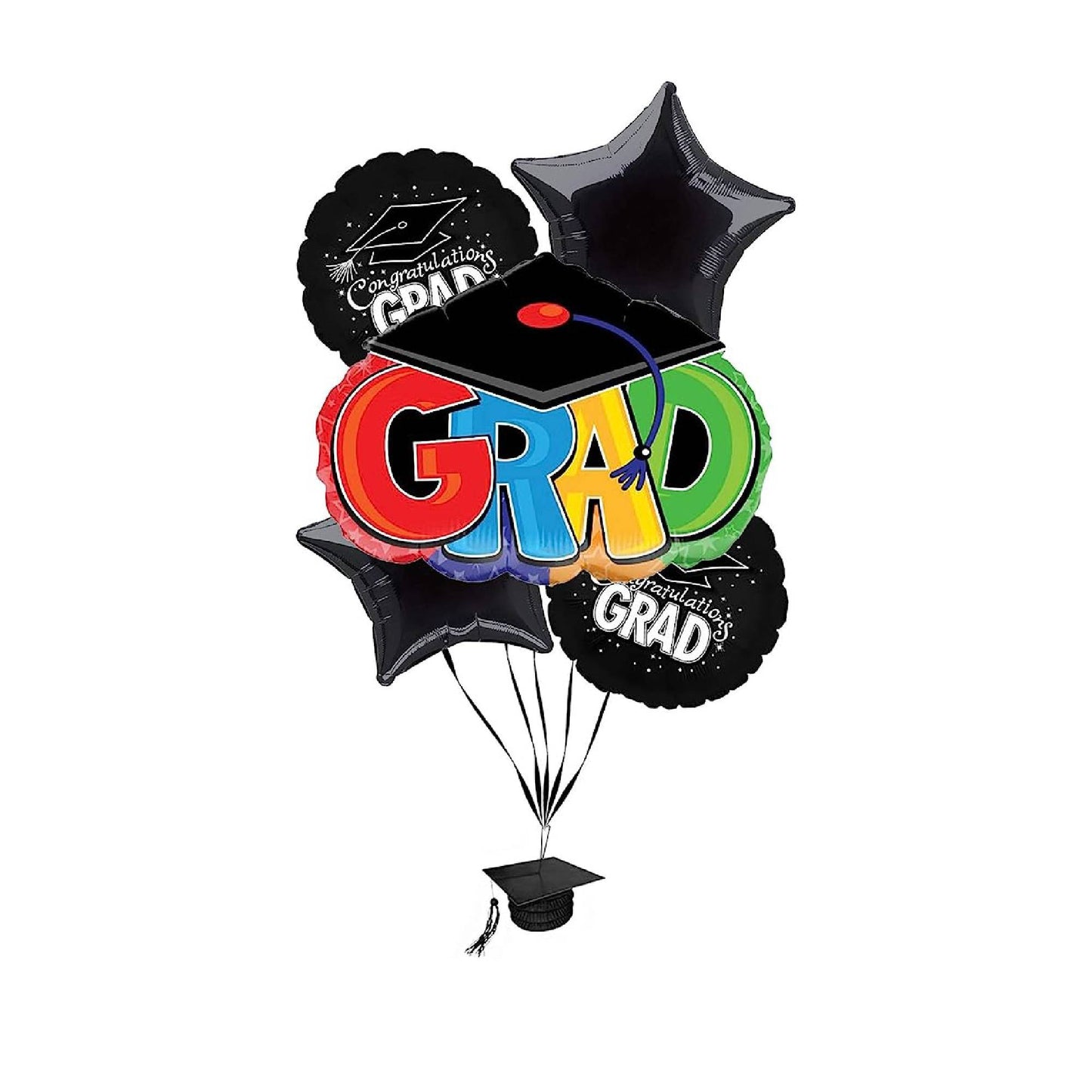 PMU Graduation Congrats Grad Cap Balloon Bouquet (5/Pkg)