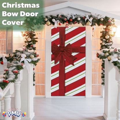 PMU Christmas Light Up Door Cover 30 Inch x 60 Inch and Flashlight Projector for Kids