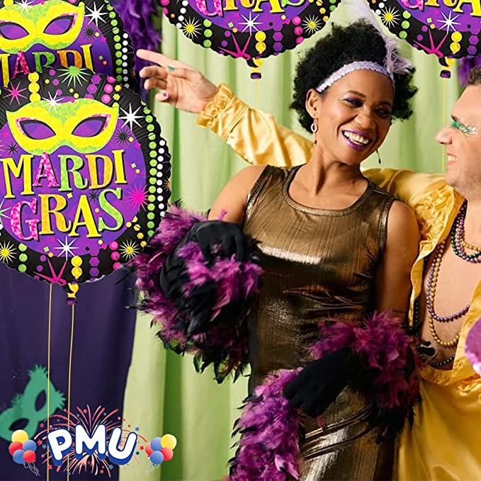 PMU Mardi Gras 18 Inch Mylar-Foil Balloon Party Accessories Indoor/Outdoor Decoration