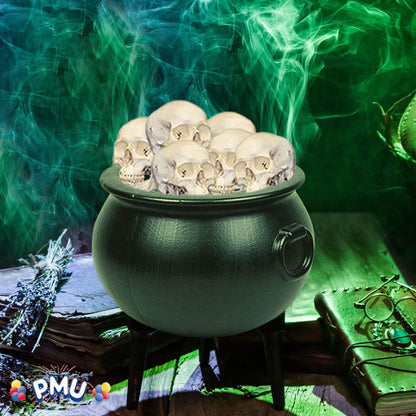 PMU Halloween Cauldron - Cauldron Plastic Pot & Bucket - Halloween Party Favors & Supplies - Perfect Kitchen & Home Décor - Candy Holder for Kids, 16 inch Witches Green