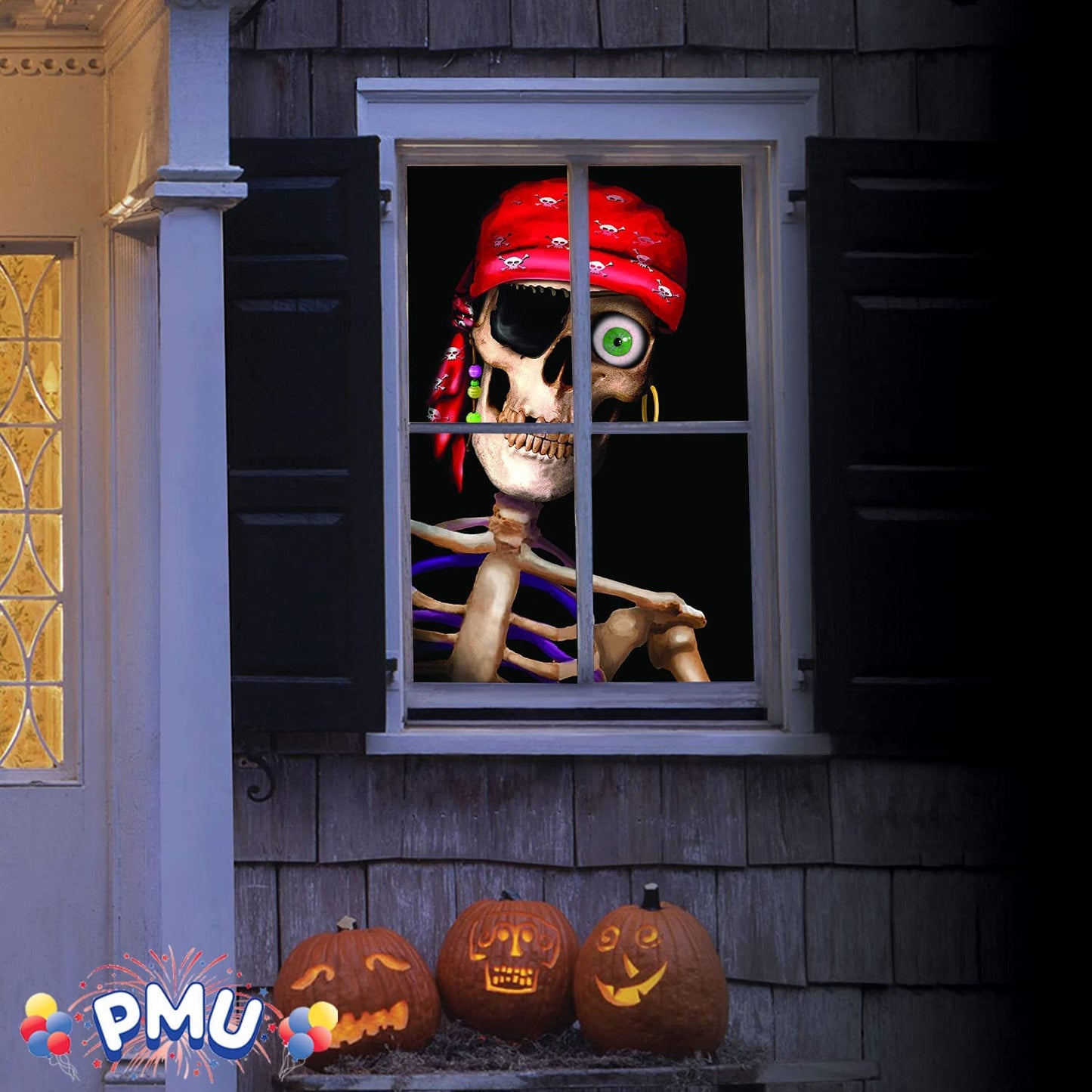 PMU Halloween Window Poster  - Perfect Halloween Painting Posters for Room & Wall Art - Scary Party Theme Supplies - Backlit Poster