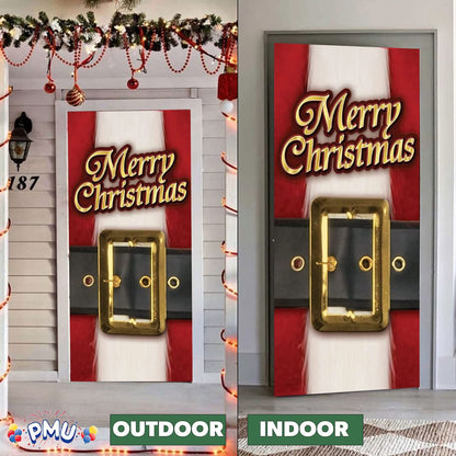 PMU Christmas Light Up Door Cover 30 Inch x 60 Inch and Flashlight Projector for Kids