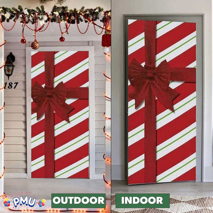 PMU Christmas Light Up Door Cover 30 Inch x 60 Inch and Flashlight Projector for Kids