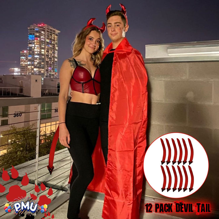 PMU Rubie Red Felt Devil Tail - Perfect for Halloween Cosplays, Birthdays, Holidays & Theme Parties - Best Party Accessory for Male & Female - 19.5 Inch