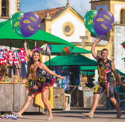 PMU Mardi Gras Balloons 11 Inch Assorted Green and Purple Latex with All-Over Print Gold Masks and Confetti