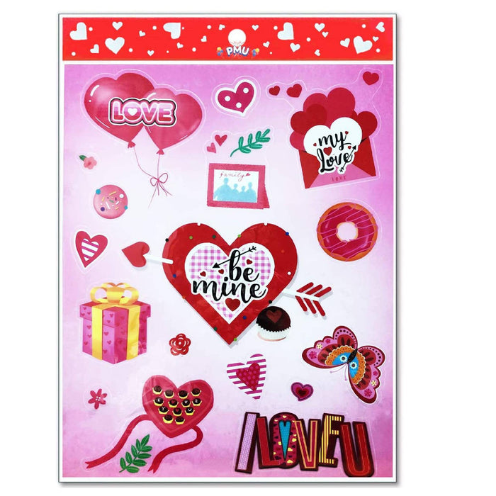 PMU Valentine's Sticker Valentine Heart Stickers Love Decorative Sticker for Kids Envelopes Cards Craft Scrapbooking for Great Party Favors Gift Prize Class Rewards Award Praise