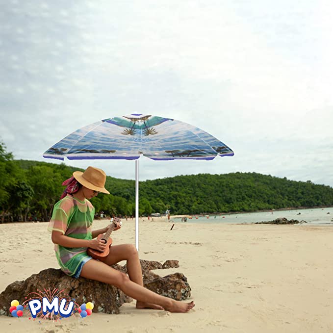 PMU Beach Umbrella - UV Protection Sunshade Umbrella for Beach, Patio, Yard & Garden - 8 feet