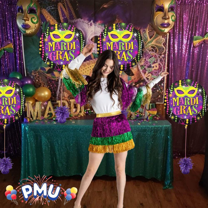 PMU Mardi Gras 18 Inch Mylar-Foil Balloon Party Accessories Indoor/Outdoor Decoration