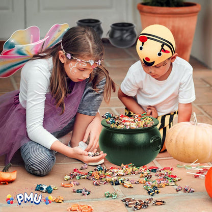 PMU Halloween 12 inch Cauldron Plastic Pot & Bucket - Halloween Party Favors- Candy Holder for Kids, Witches Green