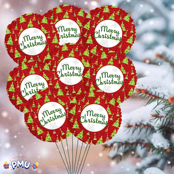PMU Merry Christmas Trees 18 Inch Mylar-Foil Balloon Pkg/1