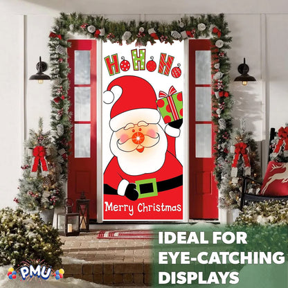PMU Christmas Light Up Door Cover 30 Inch x 60 Inch and Flashlight Projector for Kids