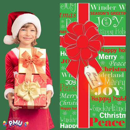 PMU Christmas Light Up Door Cover 30 Inch x 60 Inch and Flashlight Projector for Kids